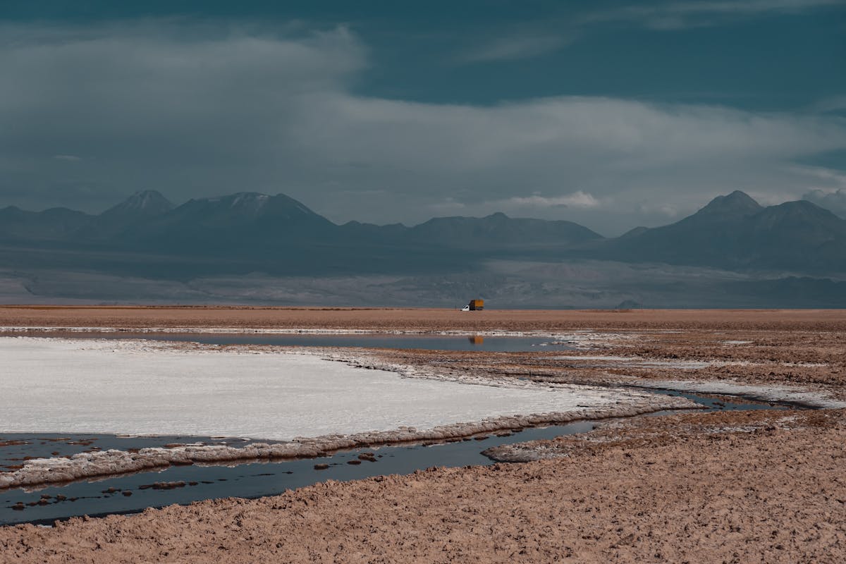 Vast salt flats of San Pedro de Atacama stretching to distant mountain range