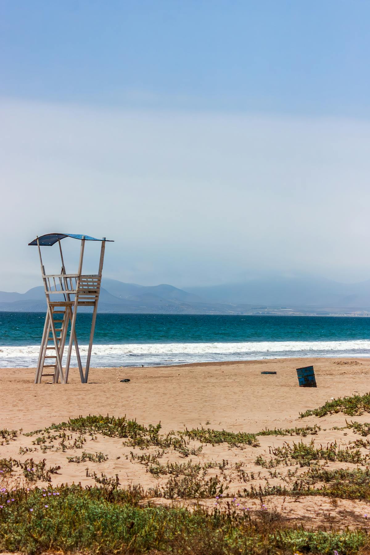 La Serena's long sandy beach with city buildings in the background