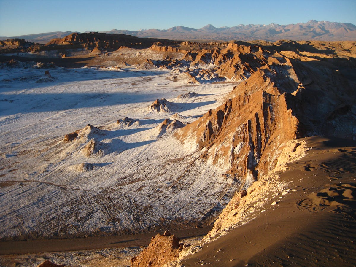 Valley of the Moon landscape at sunset in San Pedro de Atacama Chile